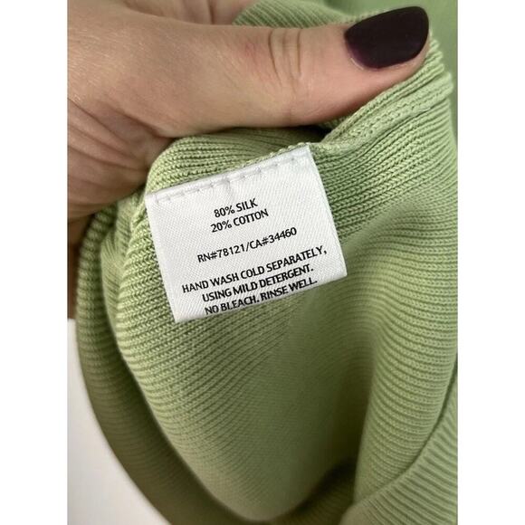 Eileen Fisher Green Sweater Tank Top Silk Cotton Blend Knit Women’s - Picture 4 of 7